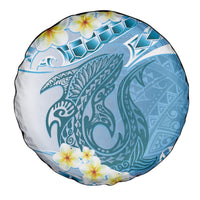 Blue Hawaii Shark Tattoo Spare Tire Cover Frangipani With Polynesian Pastel Version LT14 - Polynesian Pride