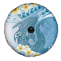 Blue Hawaii Shark Tattoo Spare Tire Cover Frangipani With Polynesian Pastel Version LT14 - Polynesian Pride