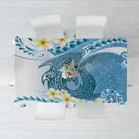 Blue Hawaii Shark Tattoo Tablecloth Frangipani With Polynesian Pastel Version LT14 Blue - Polynesian Pride