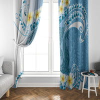 Blue Hawaii Shark Tattoo Window Curtain Frangipani With Polynesian Pastel Version LT14 - Polynesian Pride