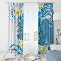 Blue Hawaii Shark Tattoo Window Curtain Frangipani With Polynesian Pastel Version LT14 - Polynesian Pride
