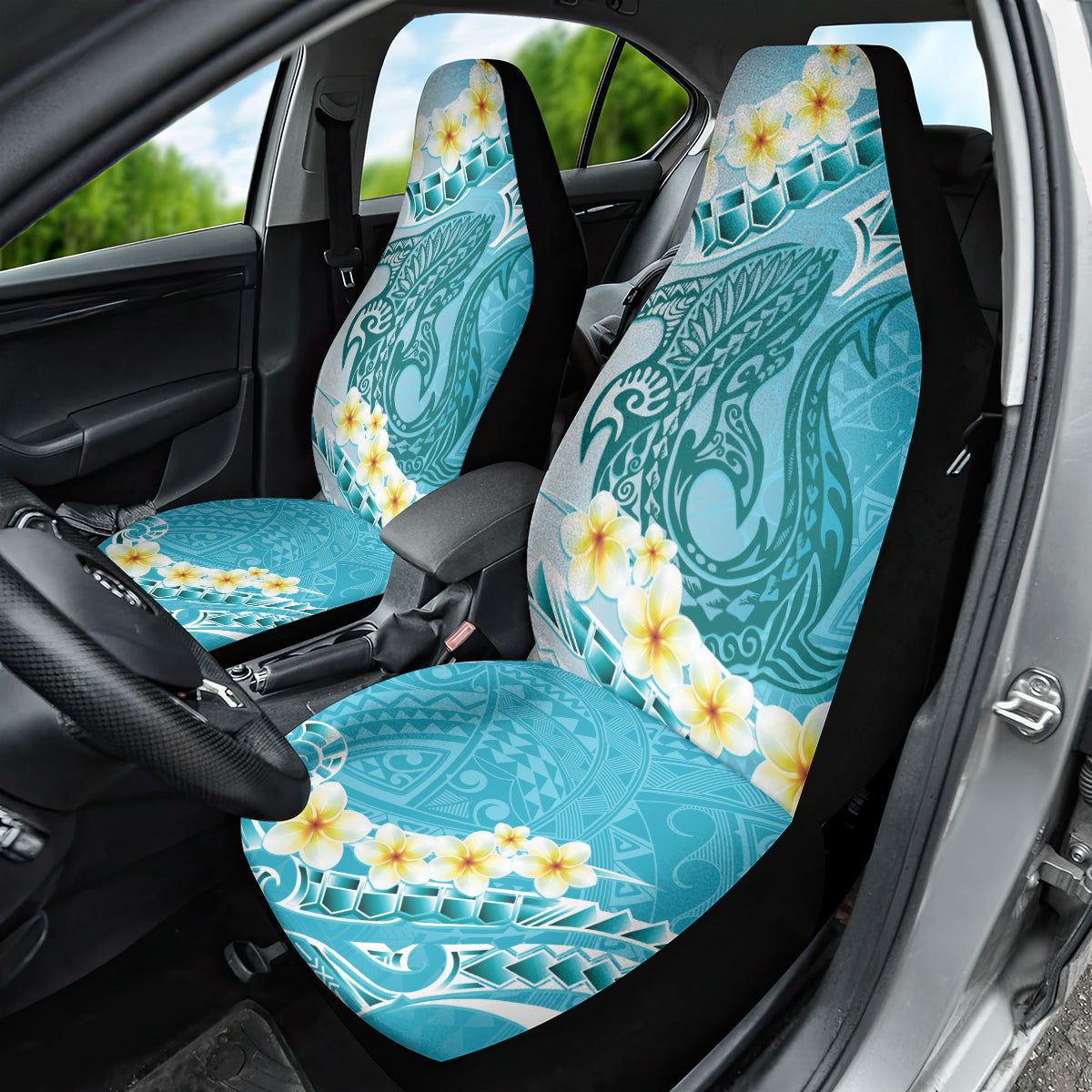 Turquoise Hawaii Shark Tattoo Car Seat Cover Frangipani With Polynesian Pastel Version