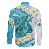 Turquoise Hawaii Shark Tattoo Family Matching Mermaid Dress and Hawaiian Shirt Frangipani With Polynesian Pastel Version