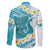 Turquoise Hawaii Shark Tattoo Family Matching Mermaid Dress and Hawaiian Shirt Frangipani With Polynesian Pastel Version