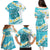 Turquoise Hawaii Shark Tattoo Family Matching Puletasi and Hawaiian Shirt Frangipani With Polynesian Pastel Version