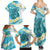 Turquoise Hawaii Shark Tattoo Family Matching Summer Maxi Dress and Hawaiian Shirt Frangipani With Polynesian Pastel Version