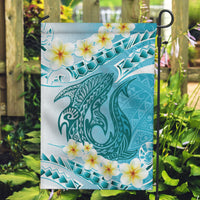 Turquoise Hawaii Shark Tattoo Garden Flag Frangipani With Polynesian Pastel Version LT14 Garden Flag Turquoise - Polynesian Pride