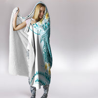 Turquoise Hawaii Shark Tattoo Hooded Blanket Frangipani With Polynesian Pastel Version LT14 - Polynesian Pride