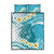 Turquoise Hawaii Shark Tattoo Quilt Bed Set Frangipani With Polynesian Pastel Version