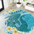 Turquoise Hawaii Shark Tattoo Round Carpet Frangipani With Polynesian Pastel Version