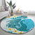 Turquoise Hawaii Shark Tattoo Round Carpet Frangipani With Polynesian Pastel Version