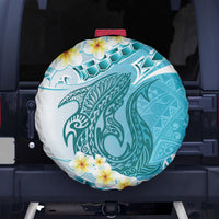 Turquoise Hawaii Shark Tattoo Spare Tire Cover Frangipani With Polynesian Pastel Version LT14 - Polynesian Pride