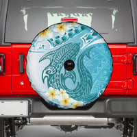 Turquoise Hawaii Shark Tattoo Spare Tire Cover Frangipani With Polynesian Pastel Version LT14 - Polynesian Pride