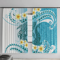 Turquoise Hawaii Shark Tattoo Window Curtain Frangipani With Polynesian Pastel Version LT14 With Hooks Turquoise - Polynesian Pride