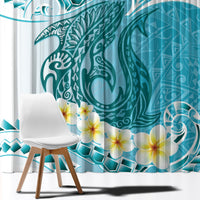Turquoise Hawaii Shark Tattoo Window Curtain Frangipani With Polynesian Pastel Version LT14 - Polynesian Pride