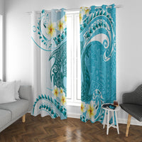 Turquoise Hawaii Shark Tattoo Window Curtain Frangipani With Polynesian Pastel Version LT14 With Grommets Turquoise - Polynesian Pride