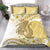 Gold Hawaii Shark Tattoo Bedding Set Frangipani With Polynesian Pastel Version