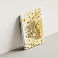 Gold Hawaii Shark Tattoo Canvas Wall Art Frangipani With Polynesian Pastel Version
