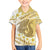 Gold Hawaii Shark Tattoo Family Matching Off Shoulder Short Dress and Hawaiian Shirt Frangipani With Polynesian Pastel Version