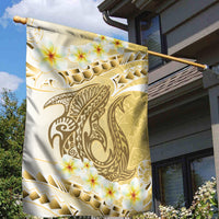 Gold Hawaii Shark Tattoo Garden Flag Frangipani With Polynesian Pastel Version LT14 - Polynesian Pride