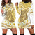 Gold Hawaii Shark Tattoo Hoodie Dress Frangipani With Polynesian Pastel Version