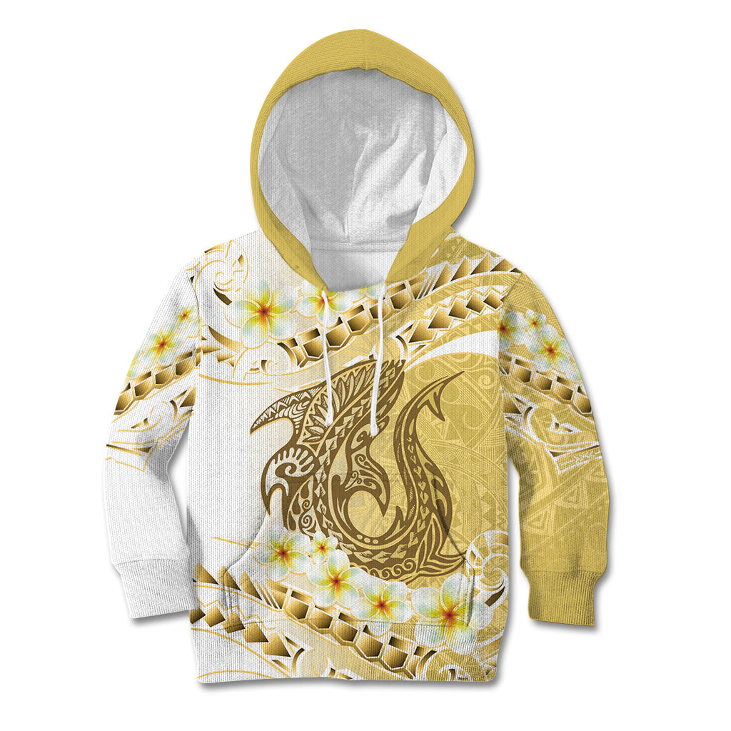 Gold Hawaii Shark Tattoo Kid Hoodie Frangipani With Polynesian Pastel Version