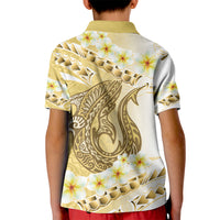 Gold Hawaii Shark Tattoo Kid Polo Shirt Frangipani With Polynesian Pastel Version