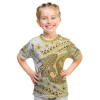 Gold Hawaii Shark Tattoo Kid T Shirt Frangipani With Polynesian Pastel Version