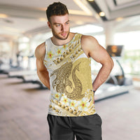 Gold Hawaii Shark Tattoo Men Tank Top Frangipani With Polynesian Pastel Version LT14 Gold - Polynesian Pride