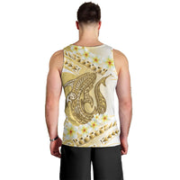 Gold Hawaii Shark Tattoo Men Tank Top Frangipani With Polynesian Pastel Version LT14 - Polynesian Pride