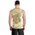 Gold Hawaii Shark Tattoo Men Tank Top Frangipani With Polynesian Pastel Version