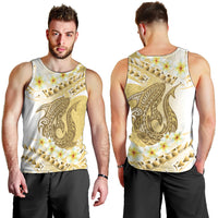 Gold Hawaii Shark Tattoo Men Tank Top Frangipani With Polynesian Pastel Version LT14 - Polynesian Pride