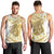 Gold Hawaii Shark Tattoo Men Tank Top Frangipani With Polynesian Pastel Version