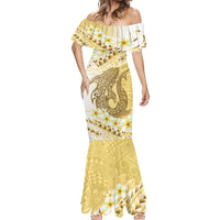 Gold Hawaii Shark Tattoo Mermaid Dress Frangipani With Polynesian Pastel Version