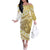 Gold Hawaii Shark Tattoo Off The Shoulder Long Sleeve Dress Frangipani With Polynesian Pastel Version