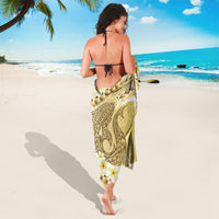 Gold Hawaii Shark Tattoo Sarong Frangipani With Polynesian Pastel Version