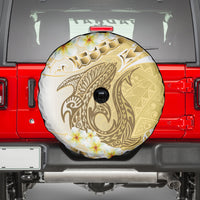 Gold Hawaii Shark Tattoo Spare Tire Cover Frangipani With Polynesian Pastel Version LT14 - Polynesian Pride