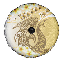 Gold Hawaii Shark Tattoo Spare Tire Cover Frangipani With Polynesian Pastel Version LT14 - Polynesian Pride