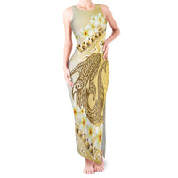 Gold Hawaii Shark Tattoo Tank Maxi Dress Frangipani With Polynesian Pastel Version LT14 Women Gold - Polynesian Pride