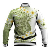Green Hawaii Shark Tattoo Baseball Jacket Frangipani With Polynesian Pastel Version