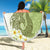 Green Hawaii Shark Tattoo Beach Blanket Frangipani With Polynesian Pastel Version