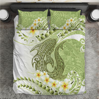 Green Hawaii Shark Tattoo Bedding Set Frangipani With Polynesian Pastel Version LT14 Green - Polynesian Pride