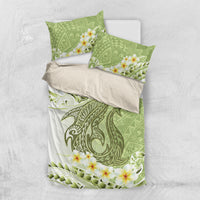 Green Hawaii Shark Tattoo Bedding Set Frangipani With Polynesian Pastel Version LT14 US Twin 172cm x 218cm Green - Polynesian Pride