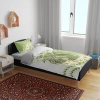 Green Hawaii Shark Tattoo Bedding Set Frangipani With Polynesian Pastel Version LT14 - Polynesian Pride