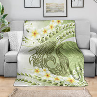Green Hawaii Shark Tattoo Blanket Frangipani With Polynesian Pastel Version LT14 - Polynesian Pride