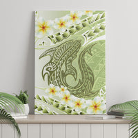 Green Hawaii Shark Tattoo Canvas Wall Art Frangipani With Polynesian Pastel Version LT14 - Polynesian Pride