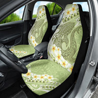 Green Hawaii Shark Tattoo Car Seat Cover Frangipani With Polynesian Pastel Version