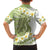 Green Hawaii Shark Tattoo Family Matching Long Sleeve Bodycon Dress and Hawaiian Shirt Frangipani With Polynesian Pastel Version