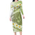 Green Hawaii Shark Tattoo Family Matching Long Sleeve Bodycon Dress and Hawaiian Shirt Frangipani With Polynesian Pastel Version