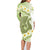 Green Hawaii Shark Tattoo Family Matching Long Sleeve Bodycon Dress and Hawaiian Shirt Frangipani With Polynesian Pastel Version